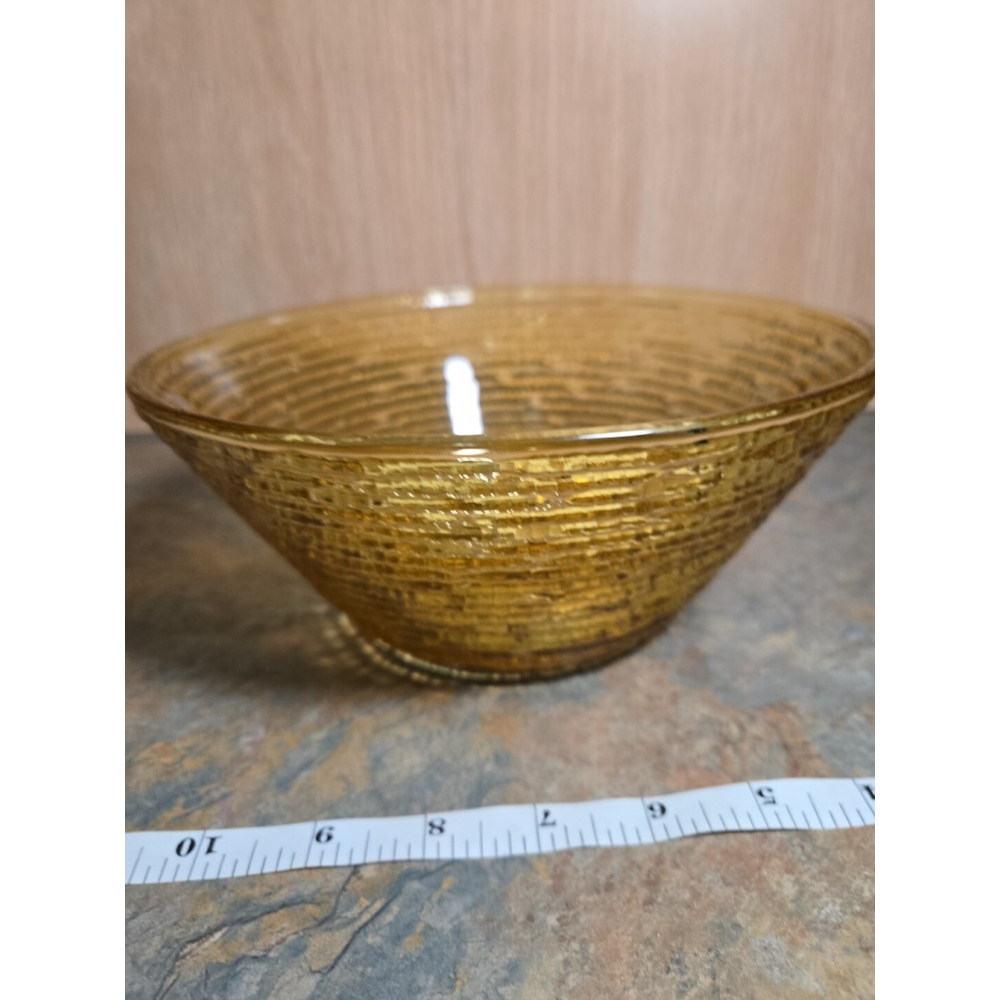 Vintage Anchor Hocking Soreno Honey Ambe Glass Serving Bowl Mid-Century - Picture 2 of 7